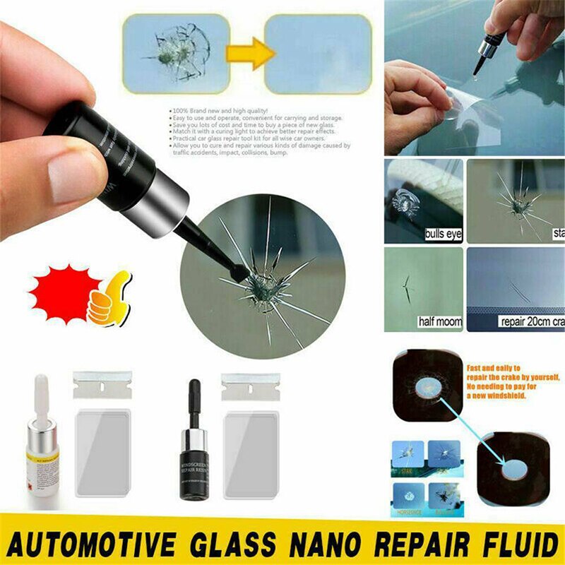 Automotive Glass Nano Repair Fluid Car Window Glass Crack Chip Repair Tool Kit Quick Repair Resin