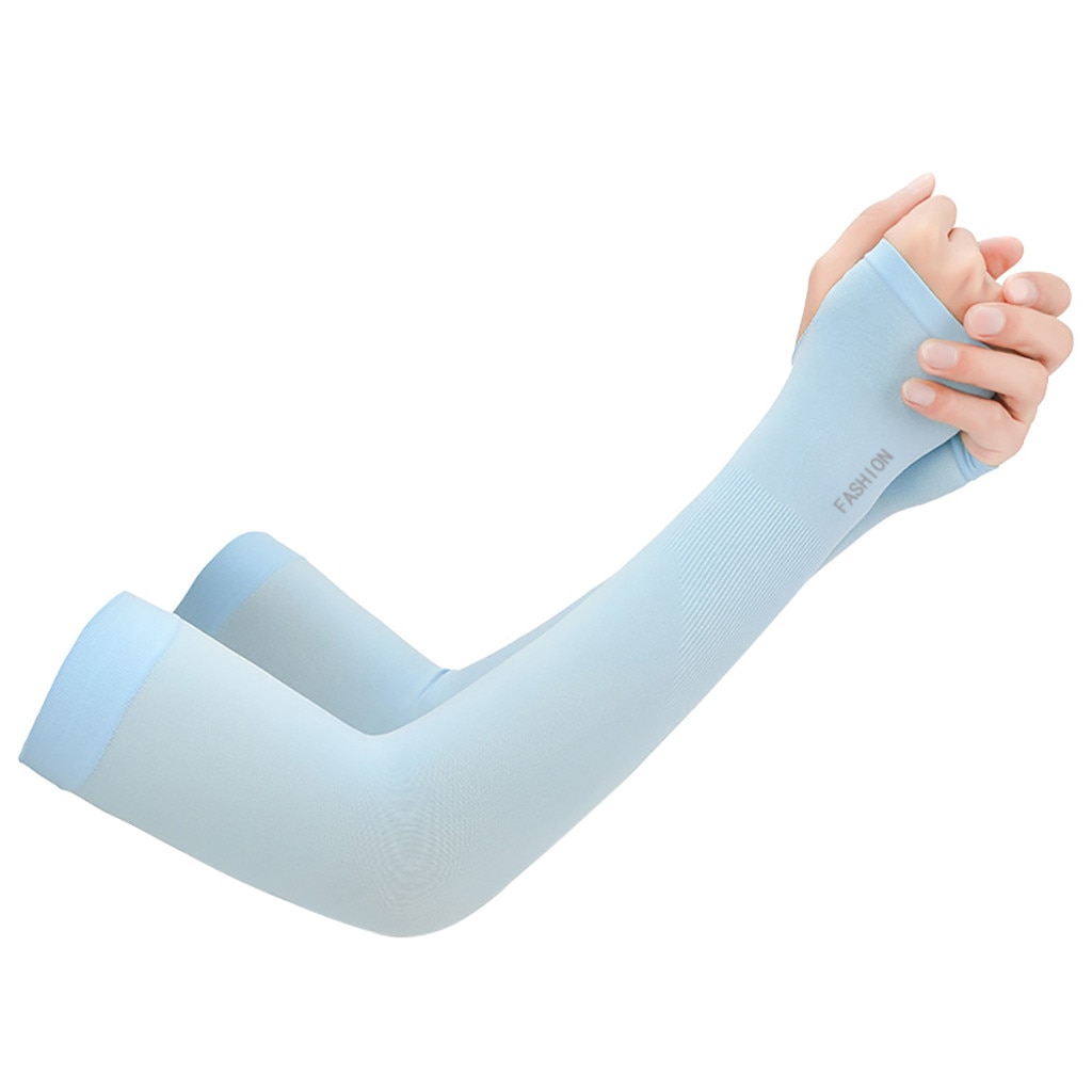 Mangas de brazo de tela de hielo, protección solar UV, calentador de brazos, manga de verano, para exteriores, 2 uds.: Blue