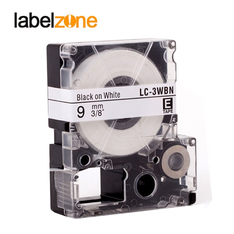 5Pcs 9mm Black on white compatible Epson SS9KW/LC-3WBN label tapes strong adhesive laminated lc3wbn label ribbon for KingJim