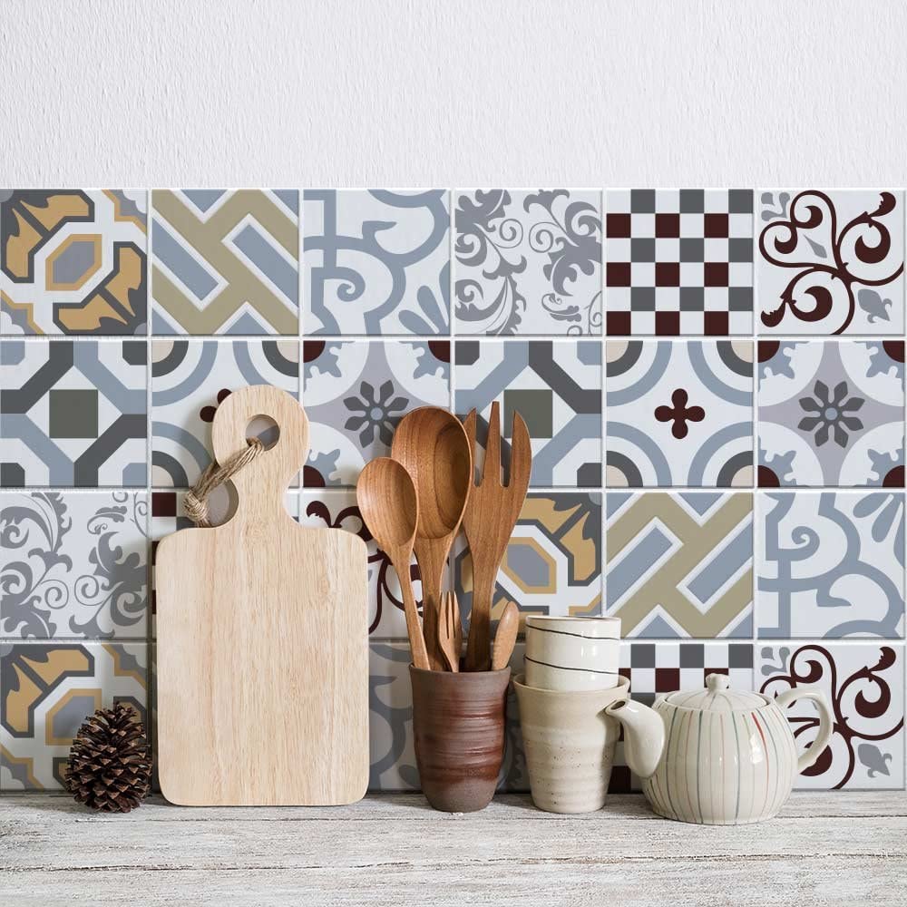 RE-COVERTILES Fliesenaufkleber, 25 Stück, 20x20 Cm, Selbstklebend – Für Bad & Küche, Leicht Anzubringen