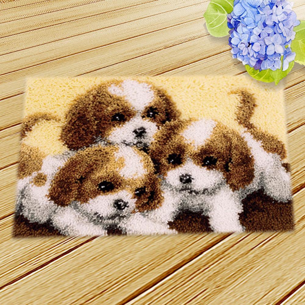 Knooppakket Klink Haak Kleed Bloemen Kits Diy Handwerken Mat Borduurwerk 3D Kat Hond Klink Haak Kussen Bloem Kit Almofadas Smyrna