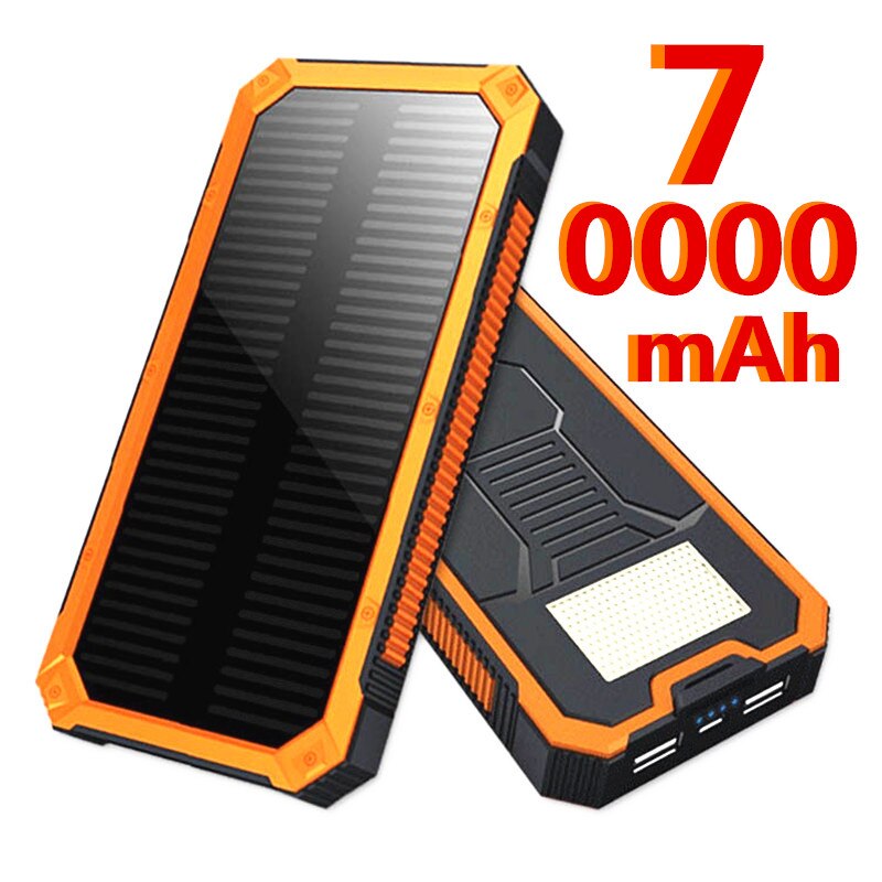 70000Mah Zonne Bank Led Verlichting Outdoor Draagbare 2 Usb Poverbank Reizen Externe Batterij Voor Samsung Iphone Xiaomi