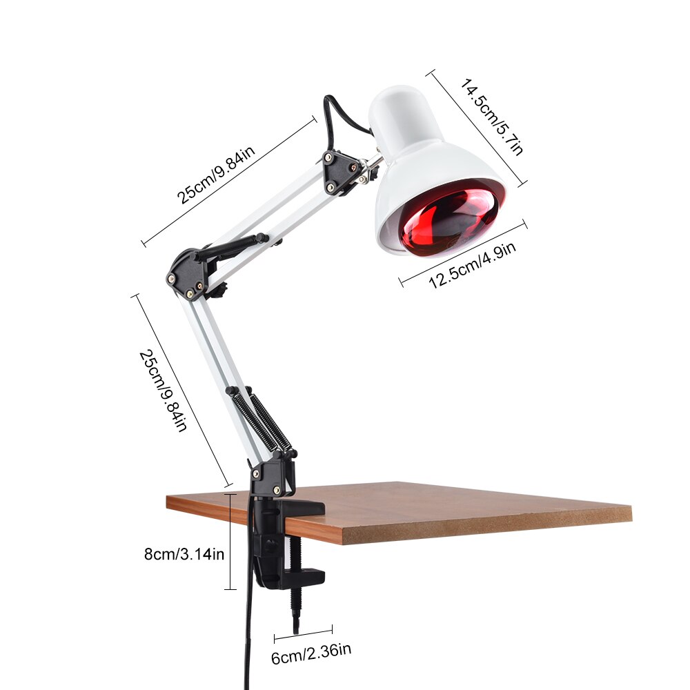 Lámpara de terapia de calefacción por infrarrojos de 220V y 100W, lámpara de fisioterapia para alivio del dolor de rodilla de cuerpo completo ajustable con bombilla infrarroja