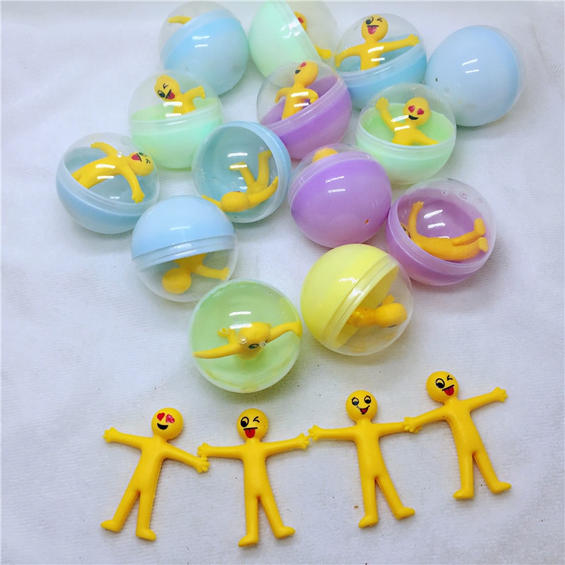 10pc/lot 45mm diameter plastic color balls capsules toys with inside mini dolls toys randomly mix for vending machine