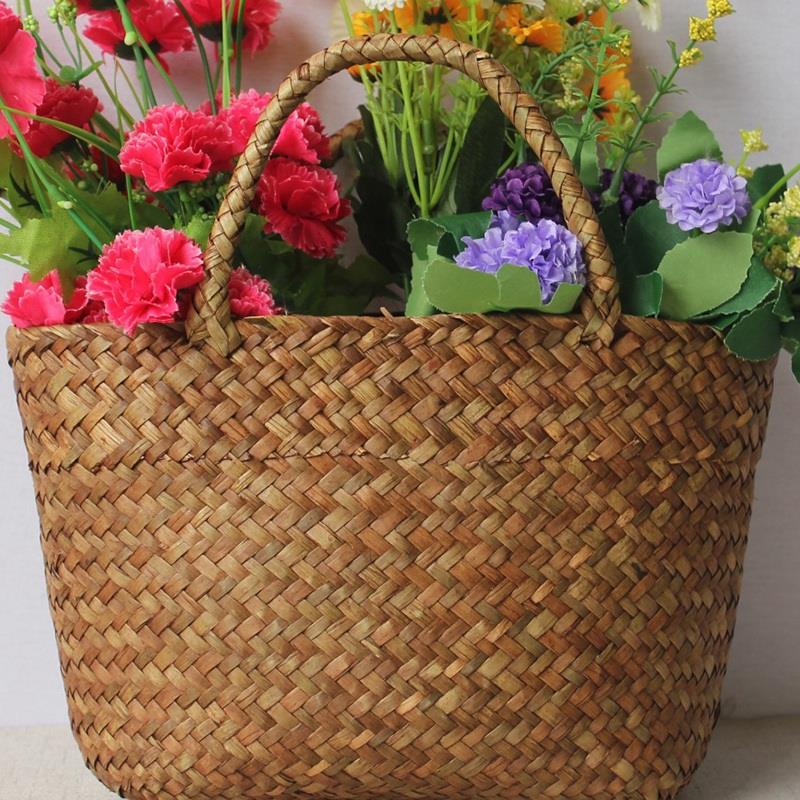 Toevallige Strozak Natuurlijke Rieten Tassen Vrouwen Gevlochten Handtas Voor Tuin Handgemaakte Mini Geweven Rotan Zakken