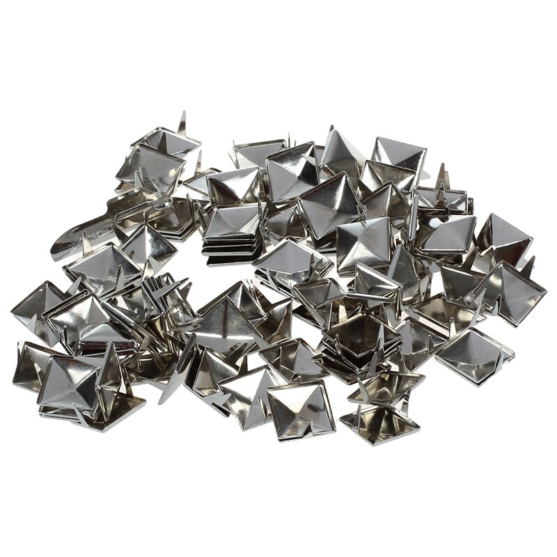 Approx. 100pcs 2 Prongs Pyramid Studs 12mm Silver--Great for Any Leathercraft Project, Like Velts, Handbags, Bracelets, Jacket