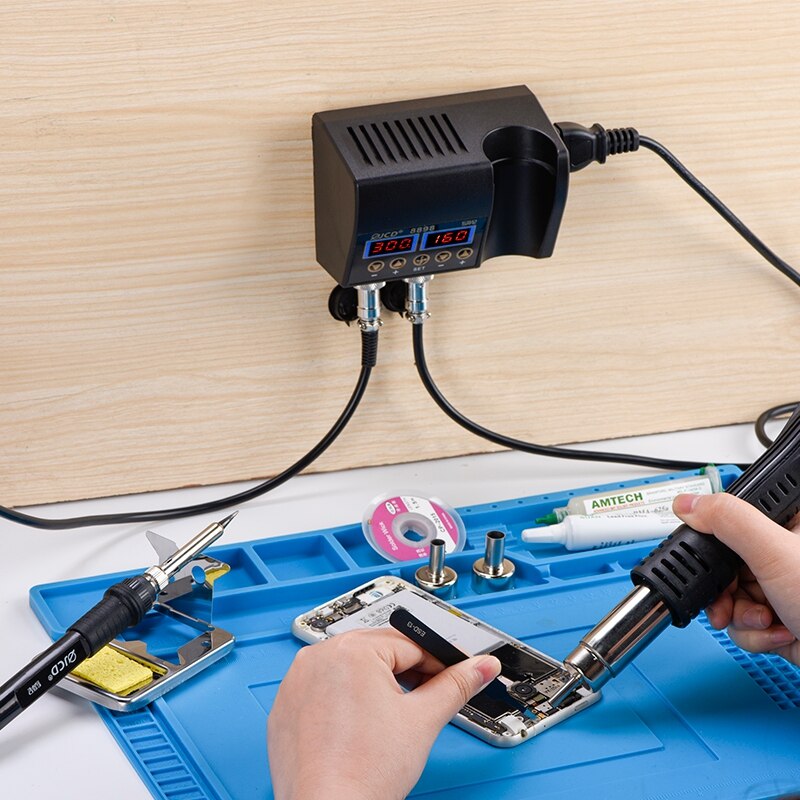 Estación de soldadura de reprocesado SMD 2 en 1, 750W, pantalla Digital LCD, estación de soldadura de hierro para soldadura de aire, PCB BGA, reparación de IC 8898