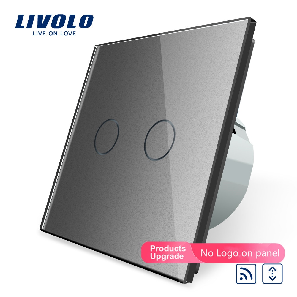 Livolo Eu Standard Touch Huis Thuis Led Remote Gordijnen Schakelaar VL-C702WR-15 Crystal Glass Panel,Mini Afstandsbediening Is Niet Inbegrepen
