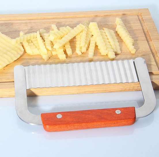 1PC Potato French Fry Cutter Stainless Steel Kitchen Serrated Blade Easy Slicing Banana Fruits Potato Wave Knife Chopper KX 157