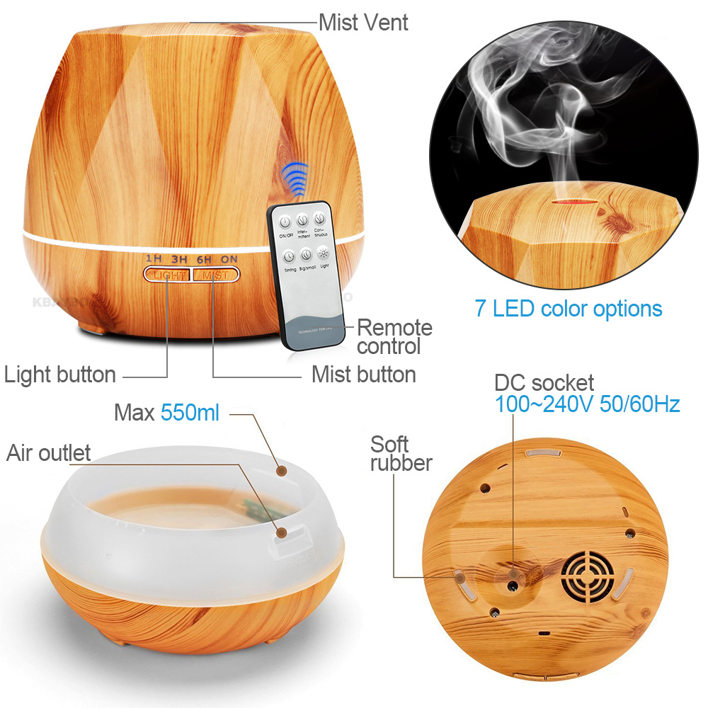 Smart Wifi app 550ml Aroma Essential Oil Diffuser Air Humidifier Compatible with remote control Home aromatherapy Christmas
