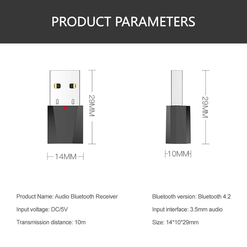 3,5mm kabellos USB Bluetooth Adapter PC Bluetooth Dongle V4.2 Mini Audio- Empfänger hoch Geschwindigkeit Bluetooth Empfänger Für Computer PC