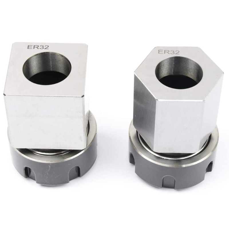 2 Pcs ER-32 Collet Chucks Block Set Lathe Turning Tools Engraving Accessories H.S.S Square &amp; Hex Workholding Holder