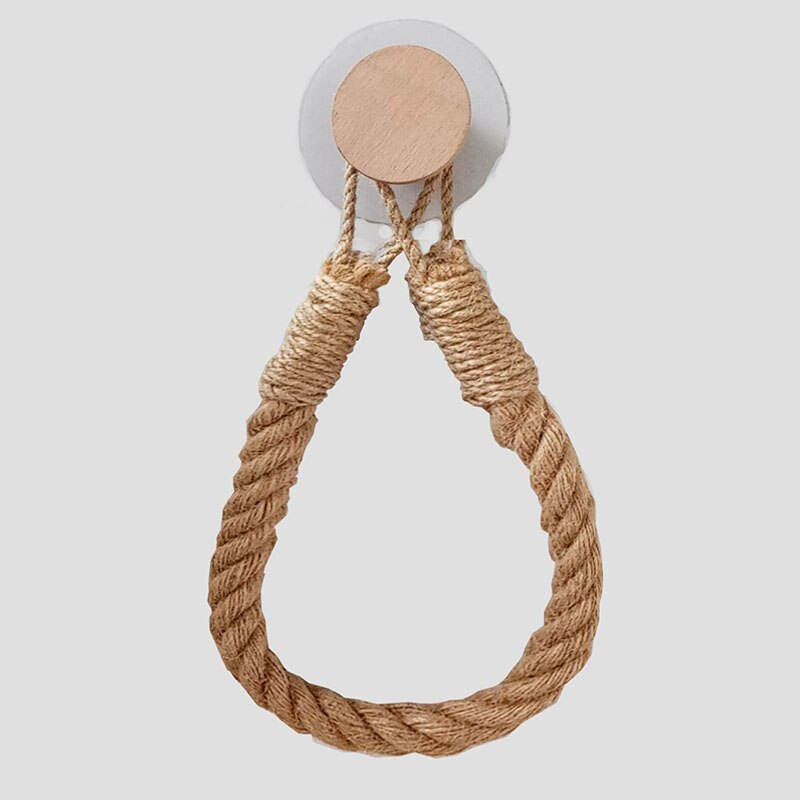 Retro Paper Towel Rack Dispenser Punch-free Toilet Tissue Holder Hanging Rope Bathroom Towel Rack Decoration: Style 2
