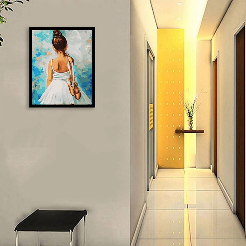 Láminas de manualidades con pintura por números para adultos y niños, pintura en lienzo de Ballet, pintura por lienzo con números con pinceles