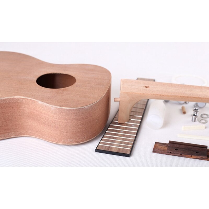 23 Inch Ukulele Diy Kit Mahogany Strings Hawaiian Guitar for Handwork Painting Perfect Parents-Child Campaign