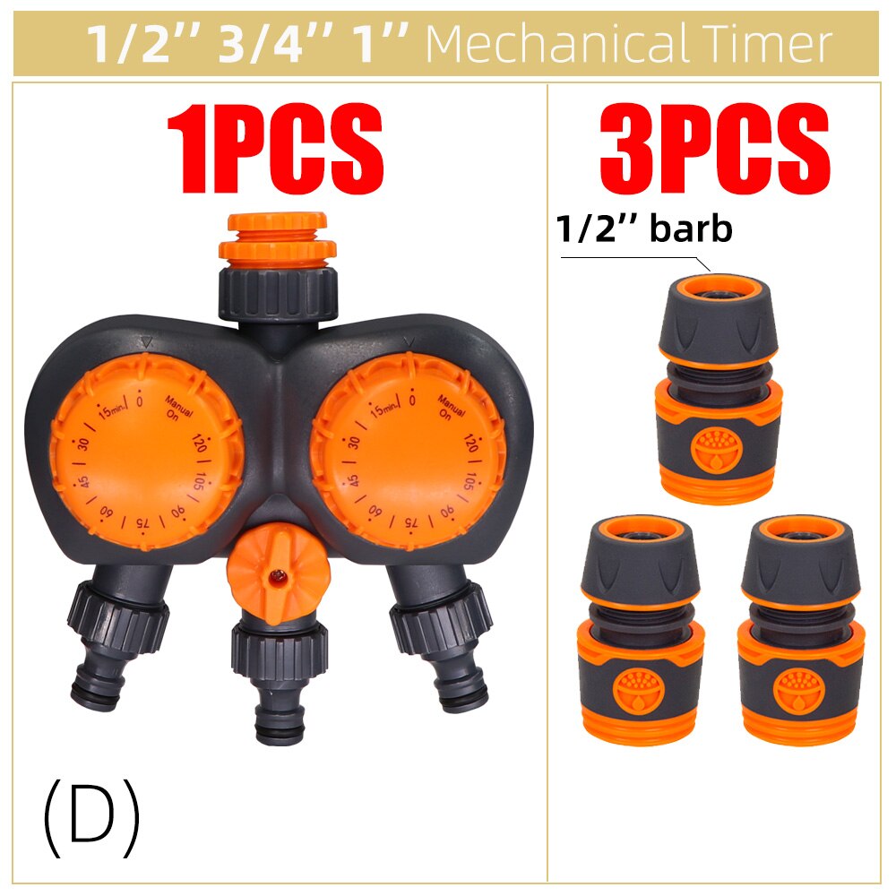Garden Mechanical Watering Timer Greenhouse Drip Irrigation 3-Way Double Control Valve for Faucet Hose Automatic Controller: D