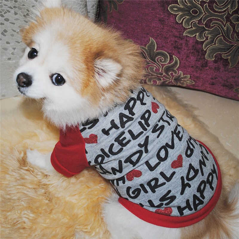 Vêtements de imprimé chien vêtements pour petite lettre mignonne chiens vêtements coton chien chemises vêtements pour chien de compagnie vêtements pour chien