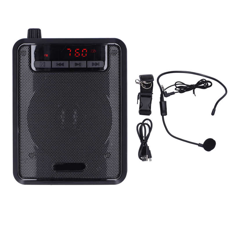 Leraar Voice Versterker Met Bedrade Microfoon En Tailleband Oplaadbare Versterker: Black