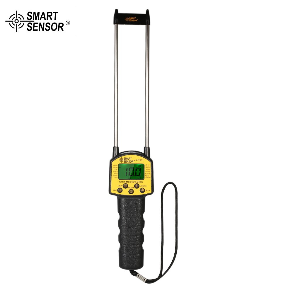 SMART SENSOR Handheld Moisture Meter LCD Digital Grain Moisture Meter Hygrometer with Measuring Probe for Corn Wheat Rice Bean