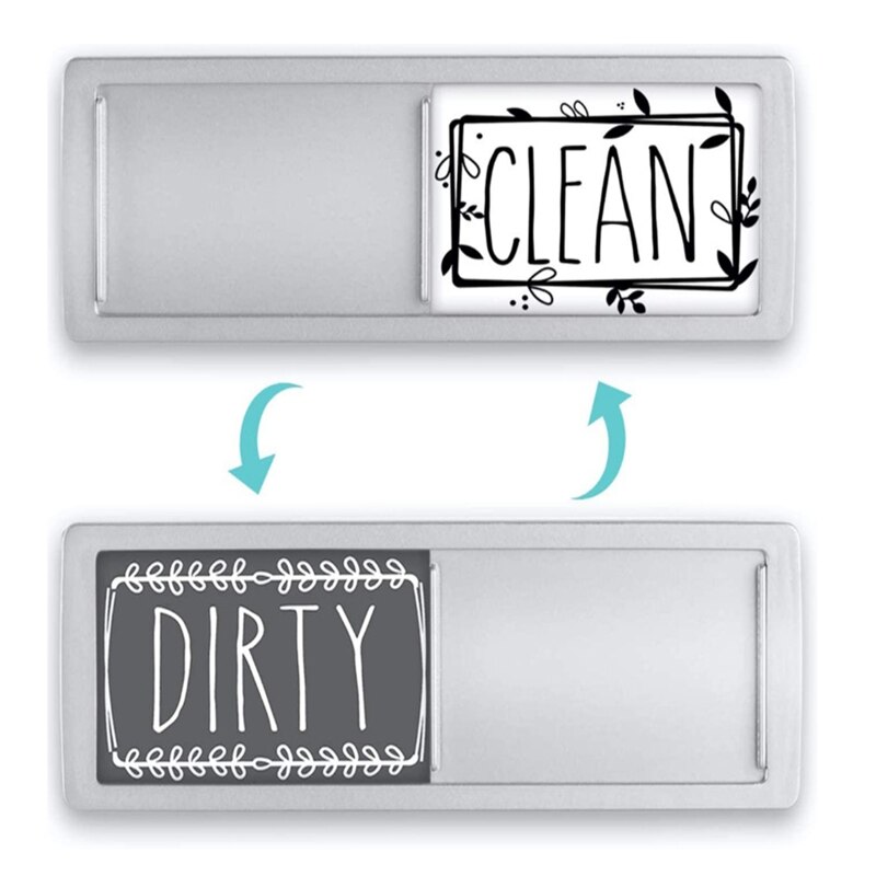 Diskmaskin magneter ren smutsig skylt magnet diskmaskin magnetisk klistermärke indikator för tvättmaskin köksutrustning: Silver svart och whi