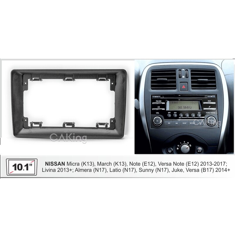 10.1 Inch Autoradio Facia Panel Voor Nissan Micra (K13), Maart (K13) Fascia Dash Kit Console Trim Plaat Adapter Bezel