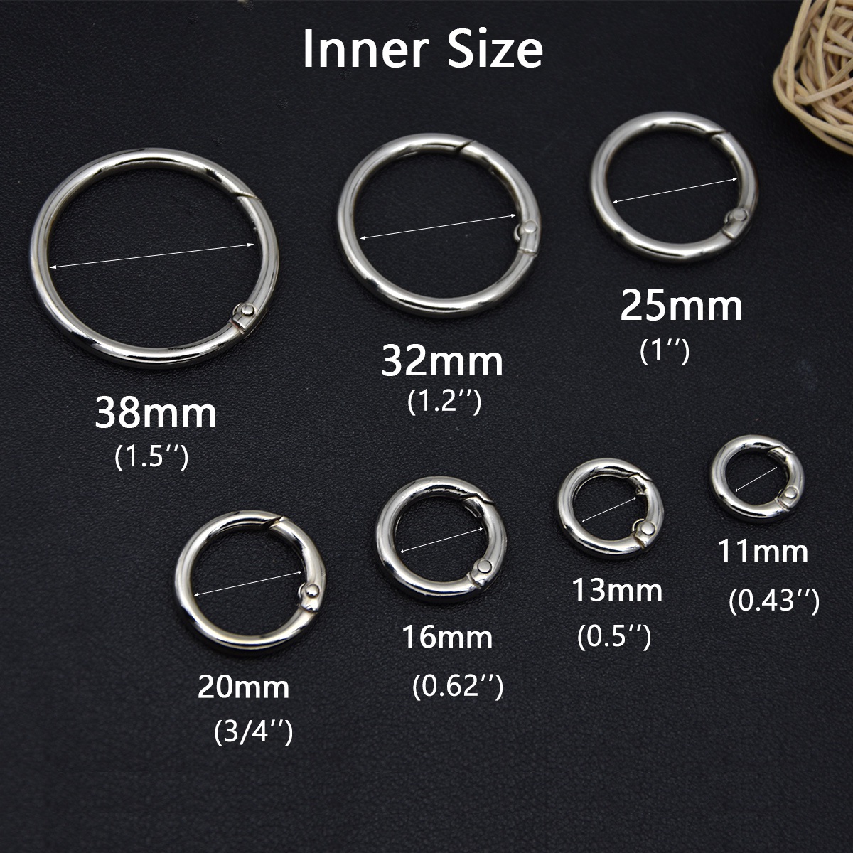 5pcs Metal O Ring Spring Clasps for DIY Jewelry Openable Round Carabiner Keychain Bag Clips