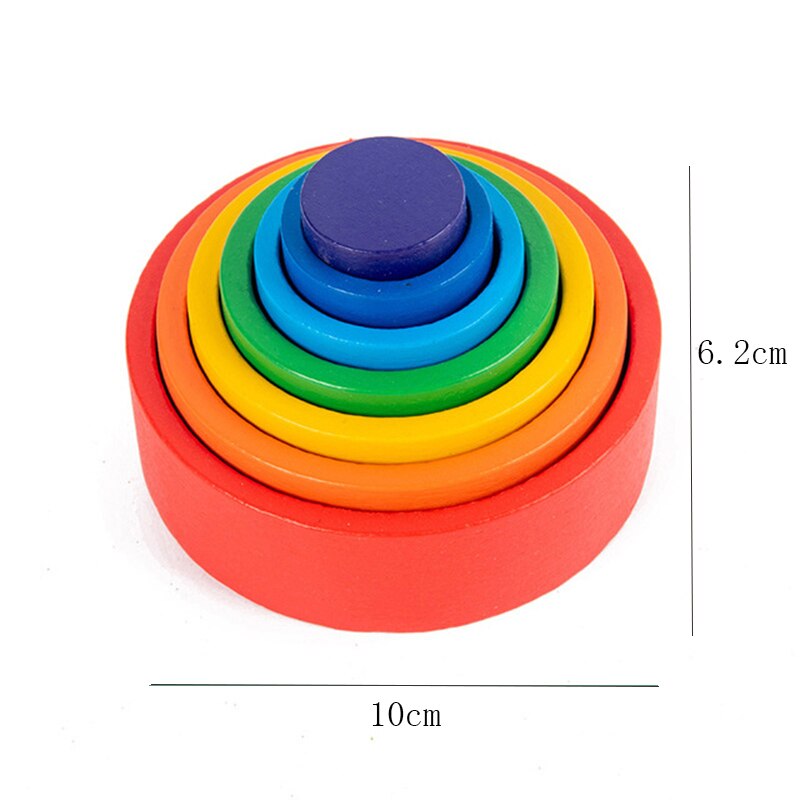 Montessori Wooden Rainbow Block Colorful Wooden Toys Matching Rainbow Stacker Learning Educational Counting Toy: NO 11