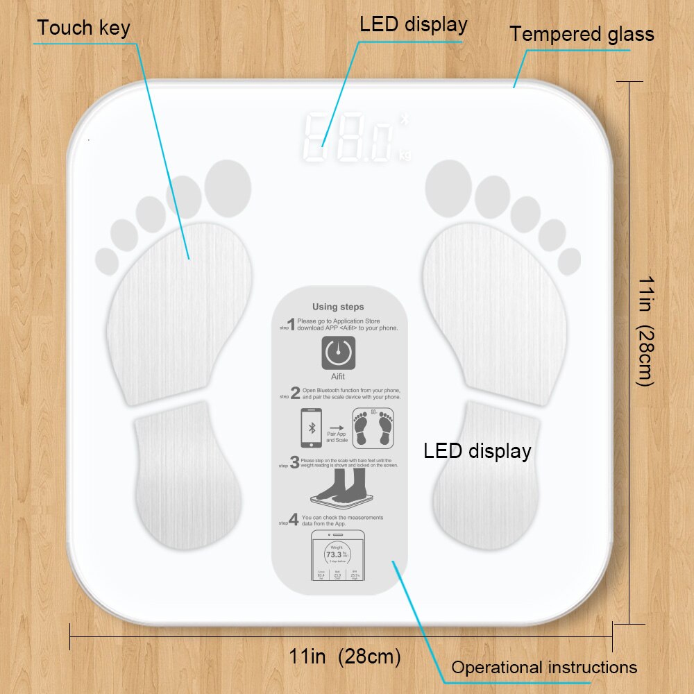 Bluetooth APP Scales Floor Body Weight Bathroom Scale Smart Backlit Display Scale Body Weight Body Fat Water Muscle Mass BMI