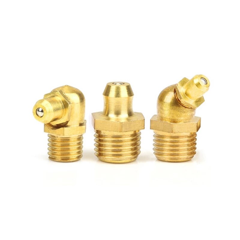 Engrasador hidráulico de latón, rosca macho de 1mm, paso de 45/90/180 °, recta, accesorios para pezones, M4/M5/M6/M8/M10/M12/M14, 2 unids/lote