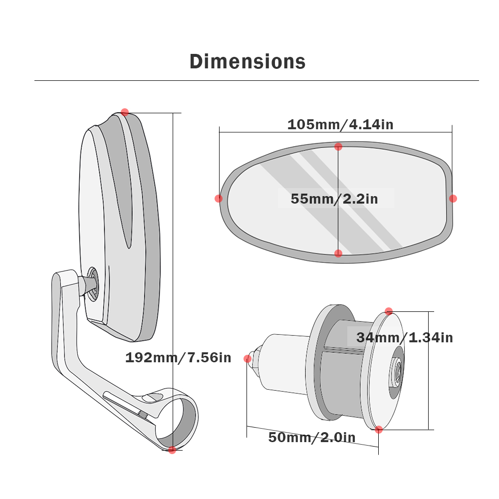 Universal Motorfiets Scooters Racer Achteruitkijkspiegel Side View HANDVAT BAR END Spiegel VOOR SUZUKI SV650/S Benelli BJ300 BJ600 BN600