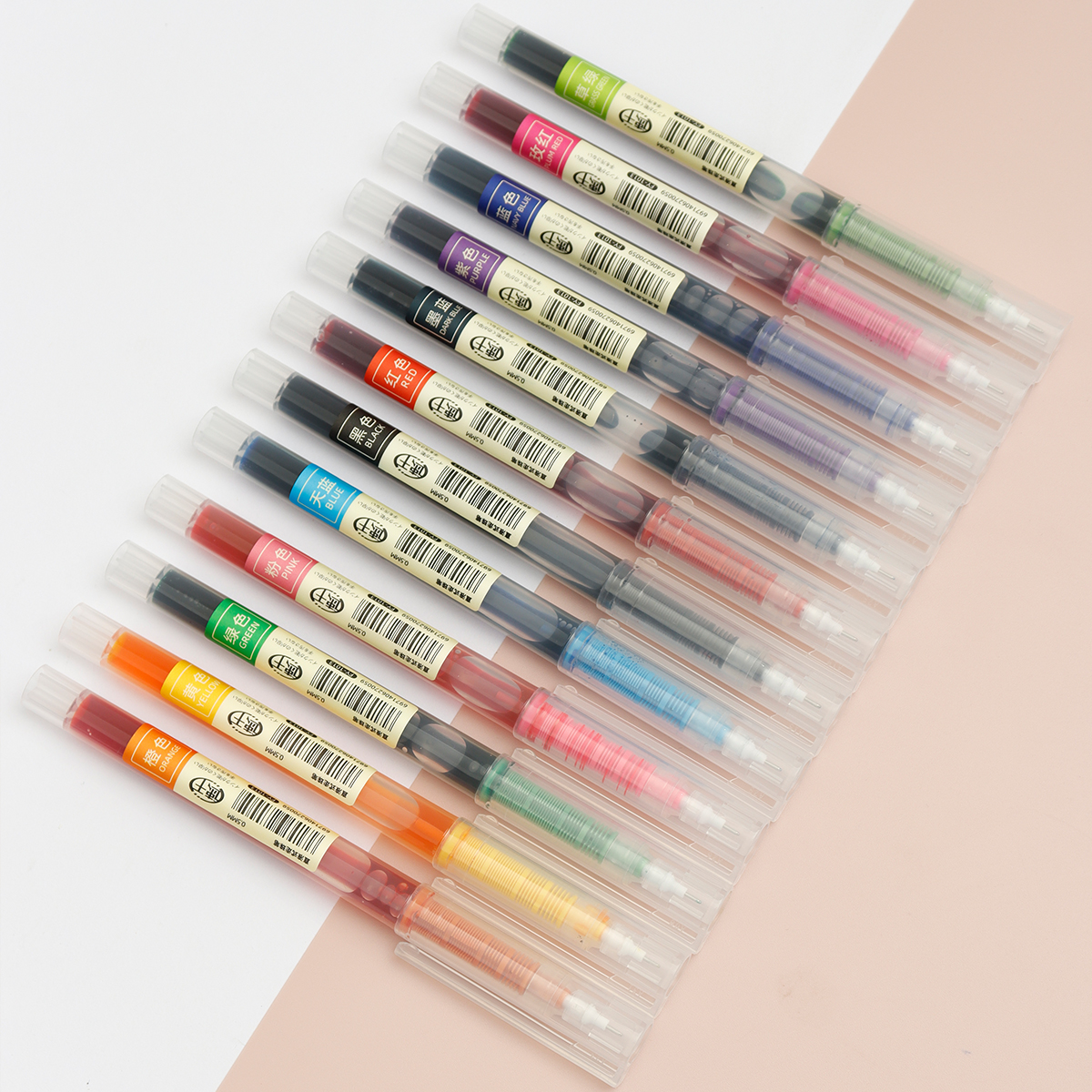 12 pçs multicolorido estudante escola escritório papelaria caneta gel fino grande capacidade de tinta caneta esferográfica reta líquido rollerball caneta: Branco