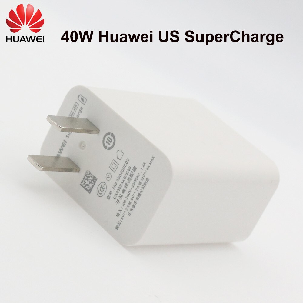 Originele Huawei P20 40W Fast Charger 10V 4A Super Charge Adapter 5A Usb Type C Kabel Voor Nova 5 T Pro Mate 30 40 Pro P 20 30 40