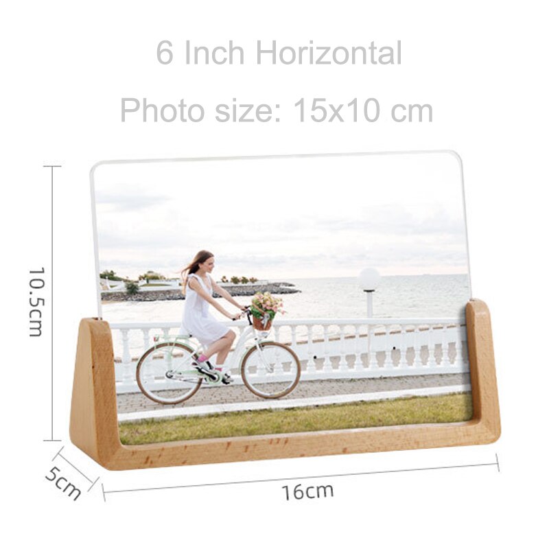 European Solid Wooden Photo Frame Innovative 6 Inch 7 Inch Acrylic U Shaped Photo Holder Frame Home Desk Decoration: 6 inches Vertical