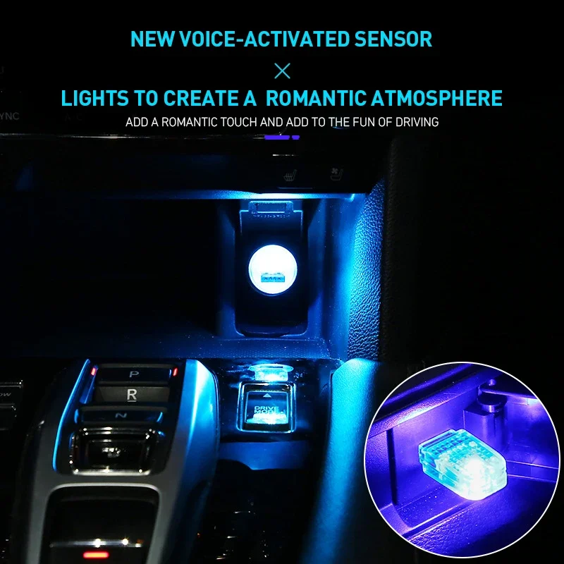 Multi-color RGB Car USB Ambient Lights LED Car Rhythm Lights Car USB Sound Control Ambient Lights