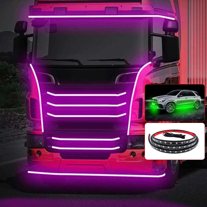 24v led-remsor för lastbil, biltillbehör, konturflexibel, färgglad atmosfärslampa, lasttak, stötfångare, dörr, varningsljus, varningsljus