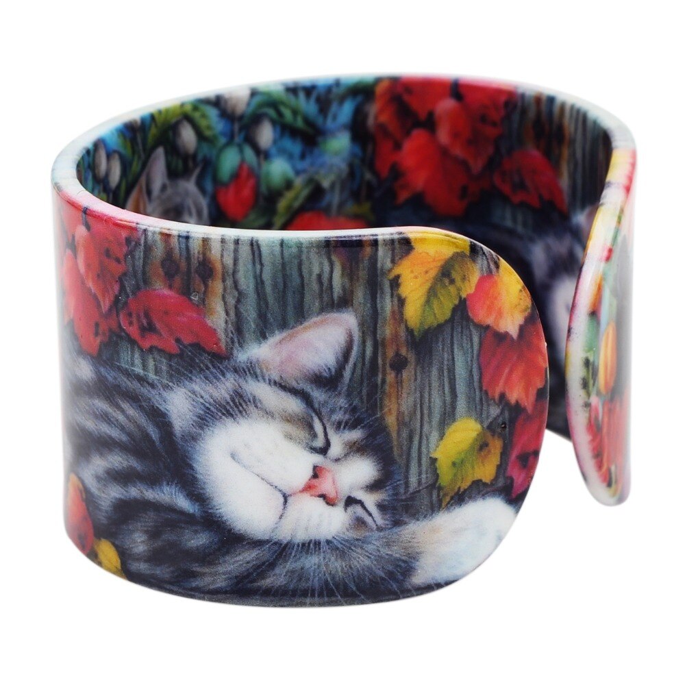 Bonsny Plastic Kleurrijke Elegante Kat Kitten Bangles Armbanden Craft Sieraden Voor Vrouwen Meisje Dier Accessoires