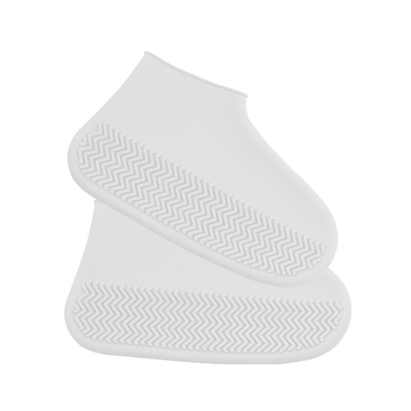 Couverture de chaussure imperméable Durable de Silicone couverture épaissie réutilisable antidérapante extérieure nouvelle: WHITE / S