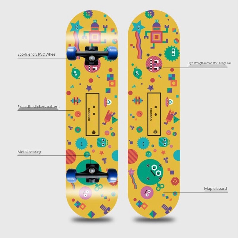 Czterokołowa deskorolka podwójna biegun autostrada szczotka ulica deska drewniana płyta skuter dla dorosłych deskorolka