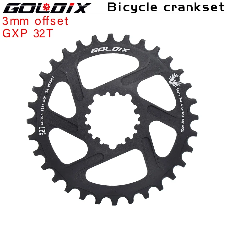 GOLDIX para plato de bicicleta de 3 clavos 0/3/6mm Offset 30/32/34/36/38T rueda de cadena de bicicleta MTB para XX1 X9 XO X01 G X NX Direct Mo: Borgoña