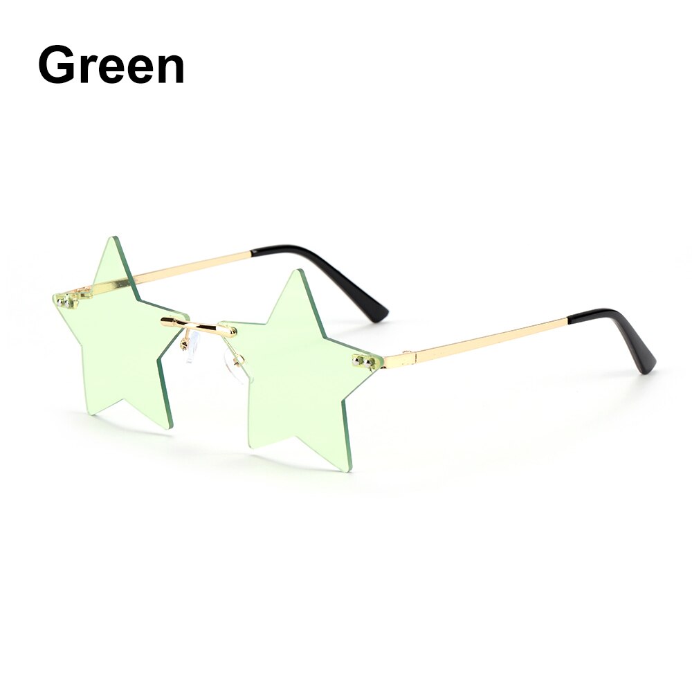 Gafas de sol clásicas con forma de estrella para hombre y mujer, lentes de sol sin montura, transparentes, a la , color océano: green