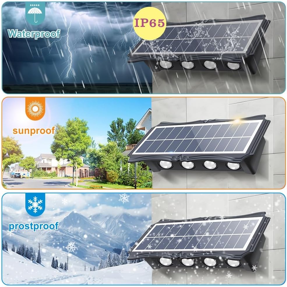 LED-wandlampen op zonne-energie Buiten op en neer Lichtgevende verlichting Decorverlichting op zonne-energie voor huis buiten veranda balkon tuin