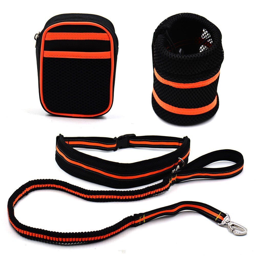 Handsfree Hond Reflecterende Running Leash Verstelbare Elastische Taille Touw Riem Running Hondenriem Joggen Wandelen Huisdier Kraag: Orange