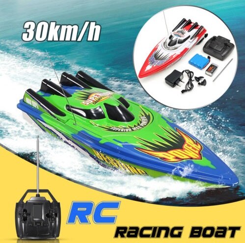 Radio fjernbetjening højhastighedsbåd twin motor rc racing udendørs rød/grøn legetøjsskibe fjernbetjening rc barco til børn
