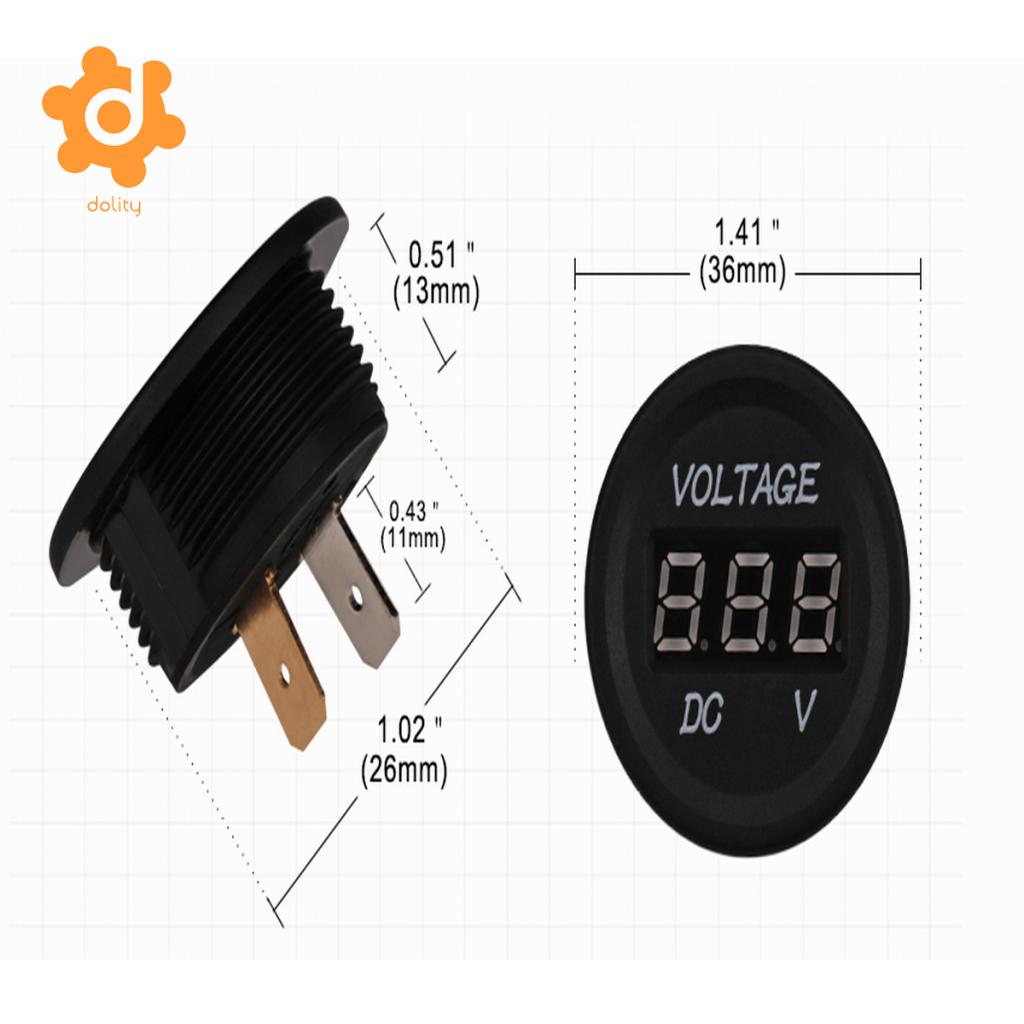 Dc 12 V-24 V Auto Motorfiets Ronde Digitale Panel Voltmeter Volt Meter Groene Led