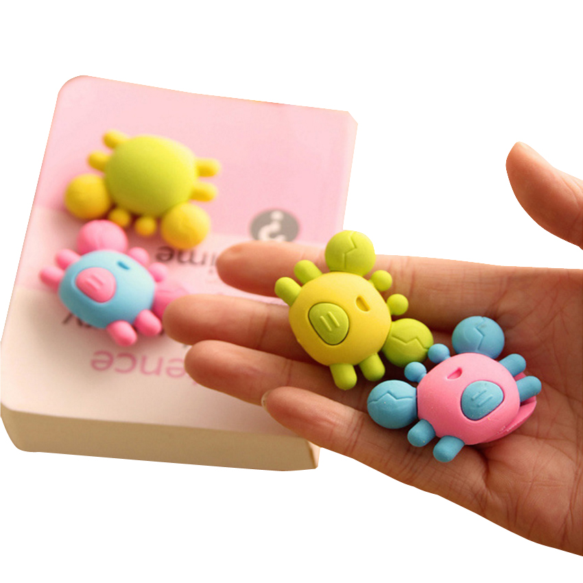 1 stk/parti krabbe kawaii tegneserie blyant viskelædere til kontor skole børn præmie skrive tegning elev