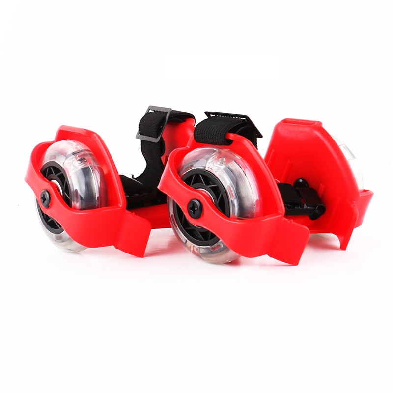 Colorful Flashing Roller Whirlwind Pulley Flash Wheels Heel Roller Adjustable Simply Roller Skating Shoes For Kids: Red