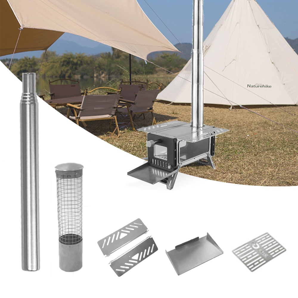 Draagbare Camping Tent Houtkachel Ultralight Houtkachel Met Schoorsteen Leidingen Multifunctionele Wandelen Koken Brandhout Kachel