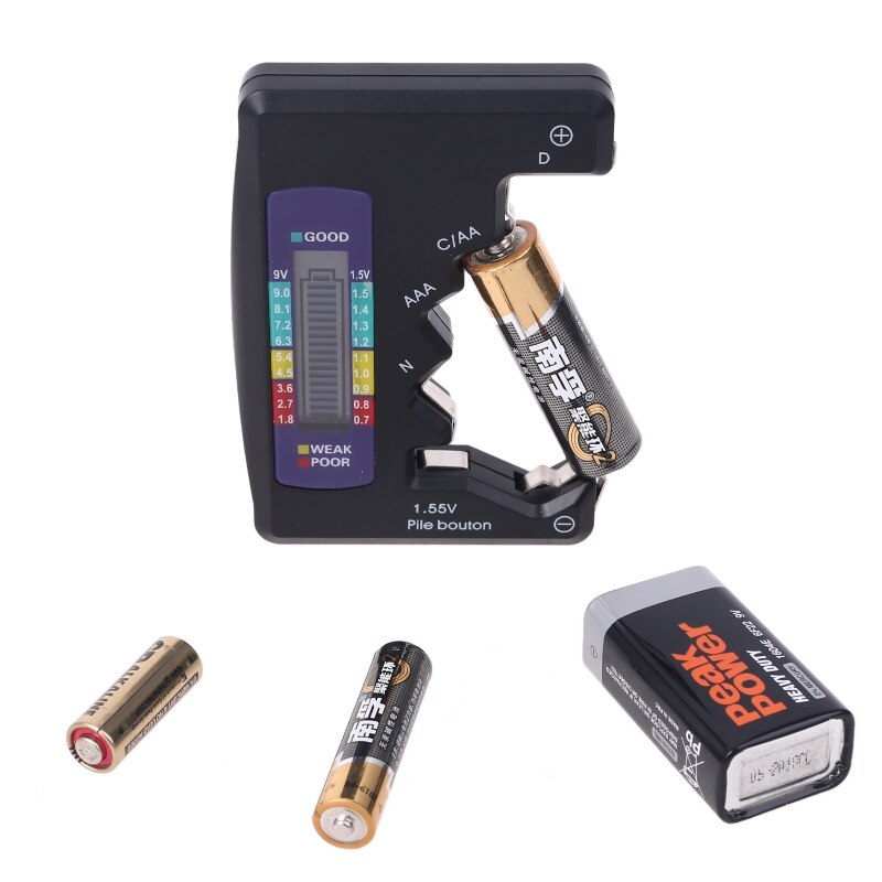 Digital Battery Checker Capacity Tester for C/D/9V/AA/AAA/1.5V Button Universal R9JC: Default Title
