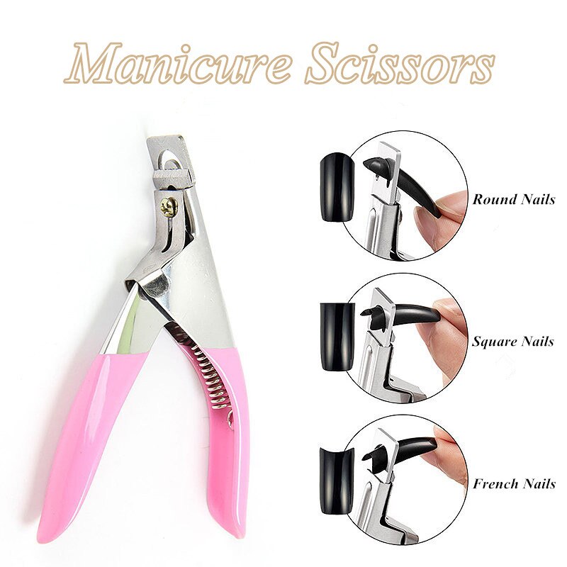 Tijeras postizas acrílicas en forma de U, herramientas de manicura, cortador de uñas, cortador de Arte de manicura, forma redonda/cuadrada