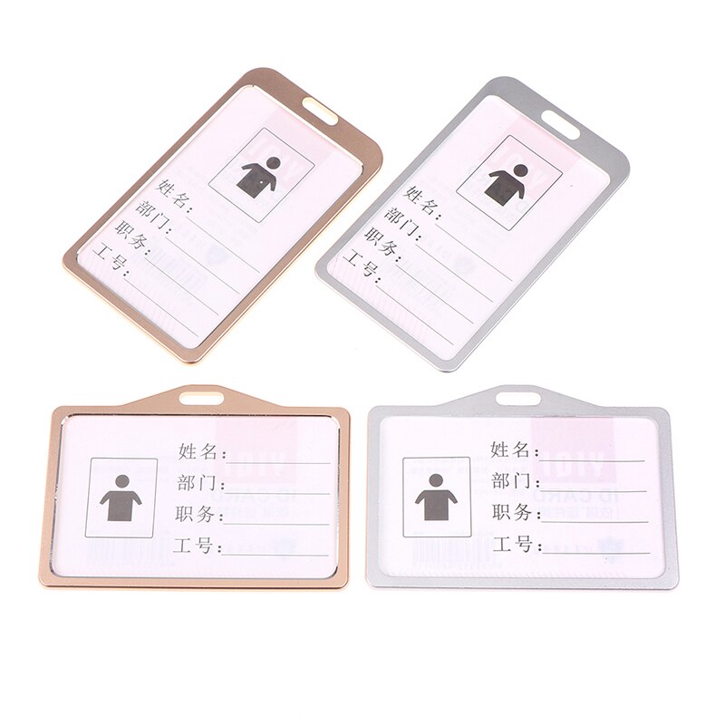 1pc Work Name Card Holders Aluminum Alloy Card Holder Business Card ID Badge Holder Vertical Metal ID Business Case